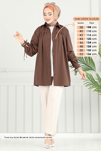 moda selvim Tunic 4101PM271 Dark Brown - Thumbnail