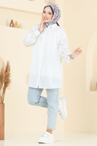 moda selvim Tunic 4101PM271 Ecru - Thumbnail
