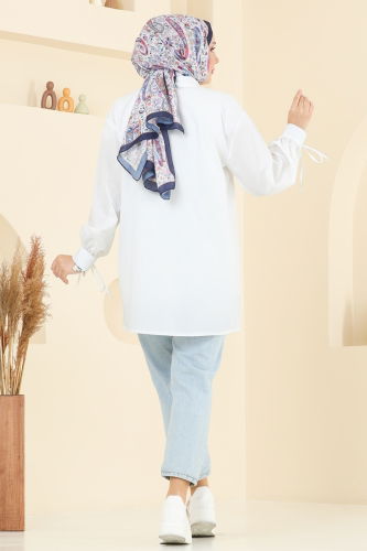 moda selvim Tunic 4101PM271 Ecru - Thumbnail