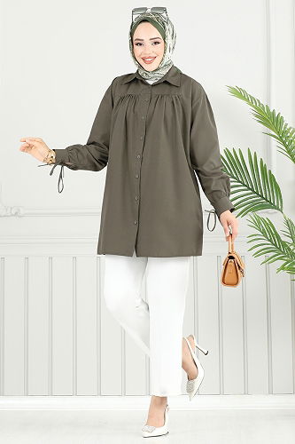 moda selvim Tunic 4101PM271 Khaki - Thumbnail