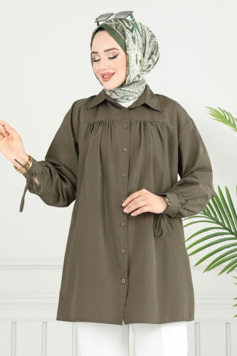 moda selvim Tunic 4101PM271 Khaki - Thumbnail