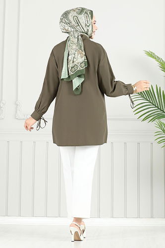 moda selvim Tunic 4101PM271 Khaki - Thumbnail