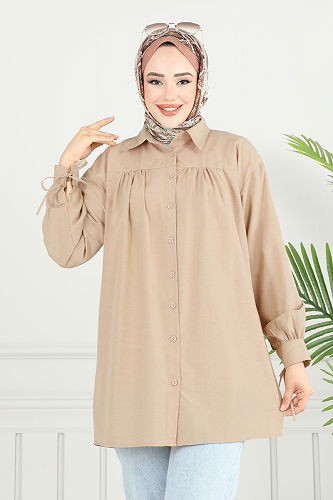 moda selvim بلوز بيج 4101PM271 - Thumbnail