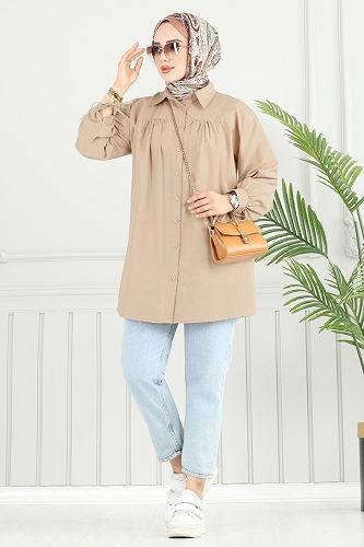 moda selvim بلوز بيج 4101PM271 - Thumbnail