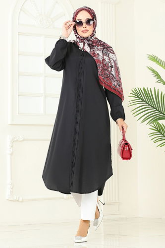 moda selvim Tunic 4109PM271 Black - Thumbnail