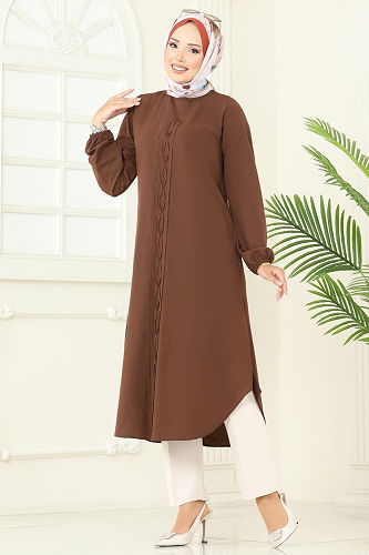 moda selvim Tunic 4109PM271 Brown - Thumbnail