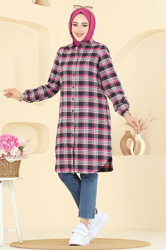 moda selvim Tunic 4123PM271 Fuchsia - Thumbnail