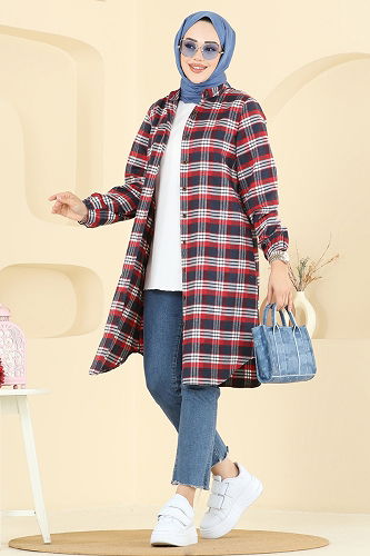 moda selvim Tunic 4123PM271 Red - Thumbnail