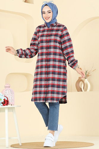 moda selvim Tunic 4123PM271 Red - Thumbnail