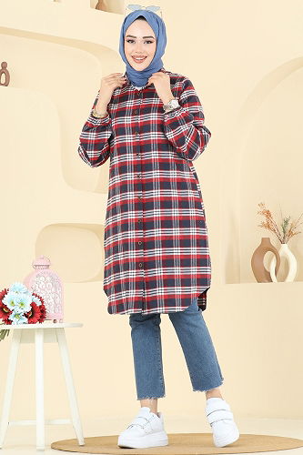 moda selvim Tunic 4123PM271 Red - Thumbnail