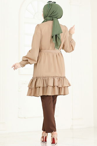 moda selvim Tunic 4253JNF844 Latte - Thumbnail