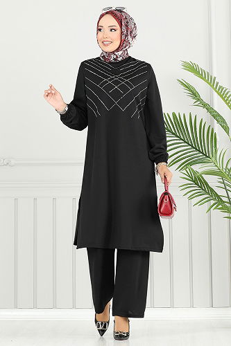 moda selvim طقم أسود 430DVL897-M - Thumbnail