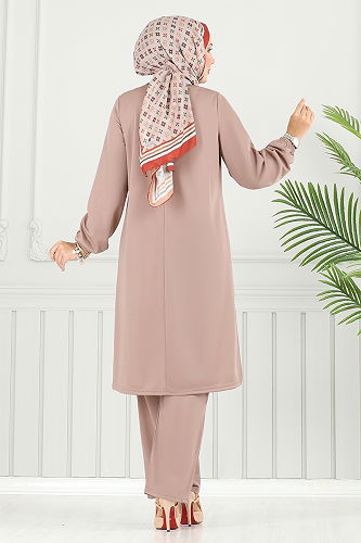 moda selvim طقم بيج 430DVL897-M - Thumbnail