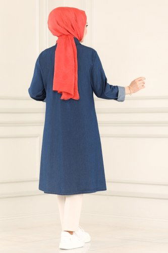 moda selvim Tunic 4340MKL719 Dark Denim - Thumbnail