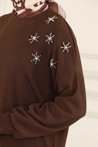 moda selvim Tunic 4348NWF762 Brown - Thumbnail