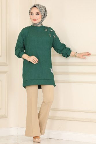 moda selvim Tunic 4348NWF762 Emerald - Thumbnail