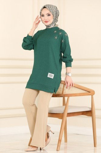 moda selvim Tunic 4348NWF762 Emerald - Thumbnail