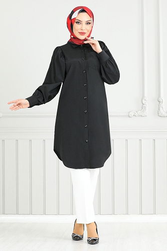 moda selvim Tunic 4447KTR927-M Black - Thumbnail