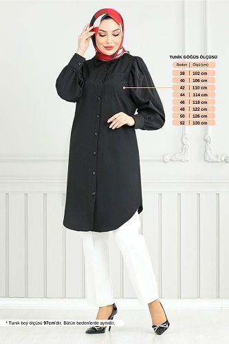 moda selvim Tunic 4447KTR927-M Black - Thumbnail
