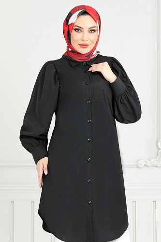 moda selvim Tunic 4447KTR927-M Black - Thumbnail