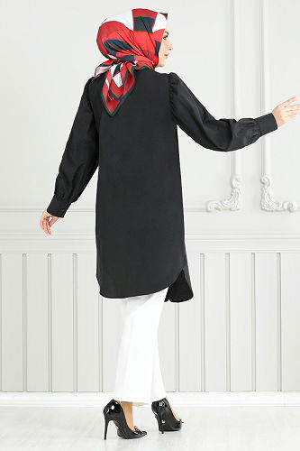 moda selvim Tunic 4447KTR927-M Black - Thumbnail