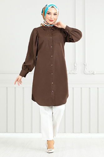 moda selvim Tunic 4447KTR927-M Brown - Thumbnail