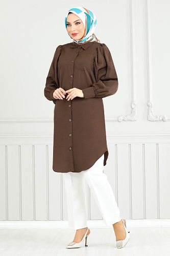 moda selvim Tunic 4447KTR927-M Brown - Thumbnail