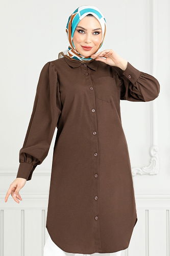 moda selvim Tunic 4447KTR927-M Brown - Thumbnail
