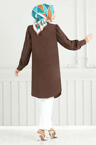 moda selvim Tunic 4447KTR927-M Brown - Thumbnail
