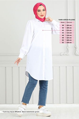 moda selvim Tunic 4447KTR927-M Ecru - Thumbnail