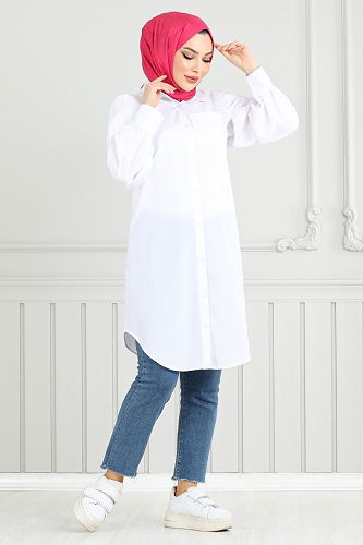 moda selvim Tunic 4447KTR927-M Ecru - Thumbnail