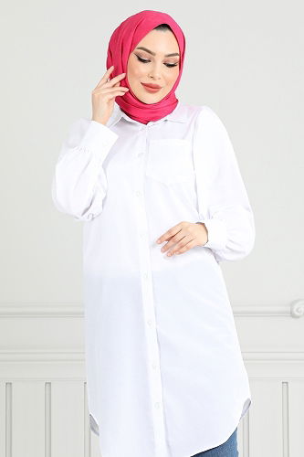 moda selvim Tunic 4447KTR927-M Ecru - Thumbnail