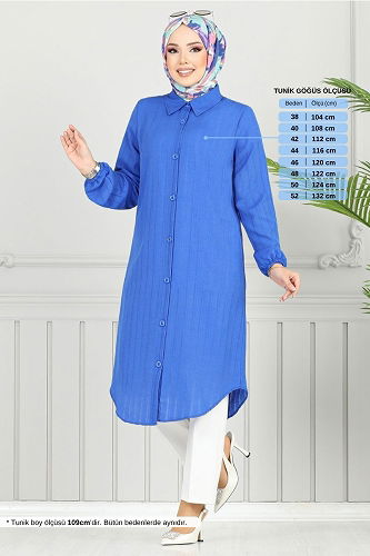 moda selvim Tunic 4448KTR927-M Saxe - Thumbnail