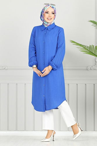 moda selvim Tunic 4448KTR927-M Saxe - Thumbnail