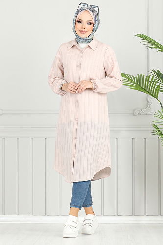 moda selvim Tunic 4448KTR927-M Stone - Thumbnail