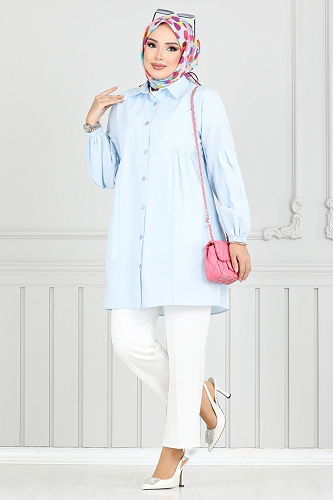 moda selvim Tunic 4449KTR927-M Baby Blue - Thumbnail