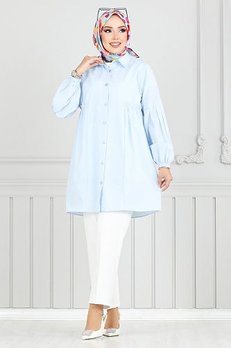 moda selvim Tunic 4449KTR927-M Baby Blue - Thumbnail