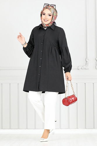 moda selvim Tunic 4449KTR927-M Black - Thumbnail