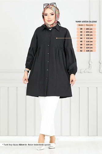 moda selvim Tunic 4449KTR927-M Black - Thumbnail