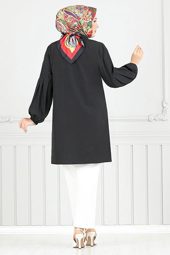 moda selvim Tunic 4449KTR927-M Black - Thumbnail