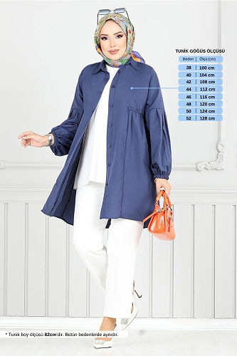 moda selvim Tunic 4449KTR927-M Navy Blue - Thumbnail