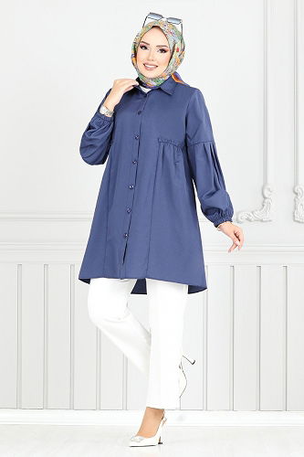 moda selvim Tunic 4449KTR927-M Navy Blue - Thumbnail