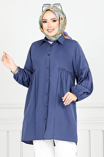 moda selvim Tunic 4449KTR927-M Navy Blue - Thumbnail