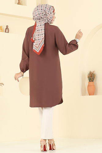 moda selvim Tunic 4517PM271 Brown - Thumbnail
