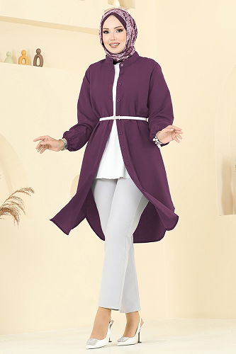 moda selvim Tunic 4517PM271 Damson - Thumbnail