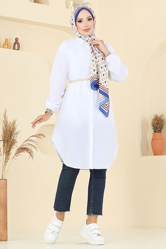 moda selvim Tunic 4517PM271 Ecru - Thumbnail