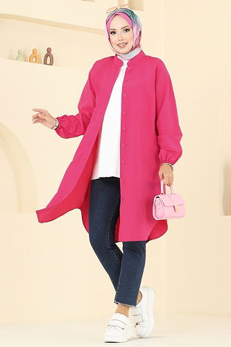 moda selvim Tunic 4517PM271 Fuchsia - Thumbnail