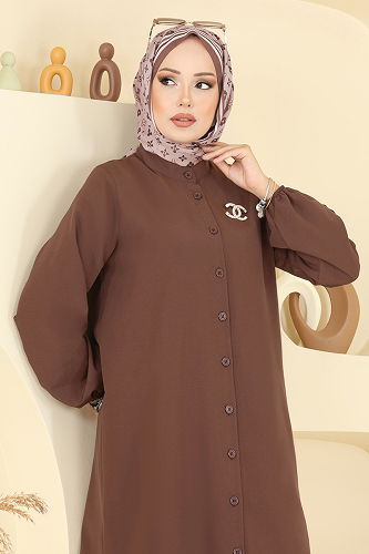 moda selvim Tunic 4517PM271 Light Brown - Thumbnail