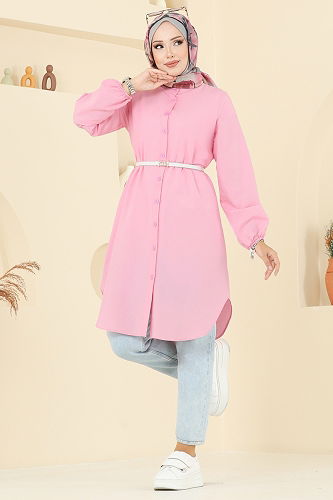 moda selvim بلوز بيج وردي 4517PM271 - Thumbnail