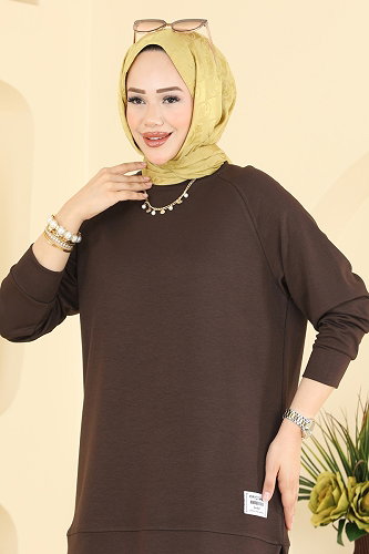 moda selvim Tunic 4535NFC1010 Bitter Brown - Thumbnail